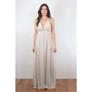 Crochet lace triangle halter maxi dress